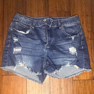 Casual Blue Distressed Jean Shorts